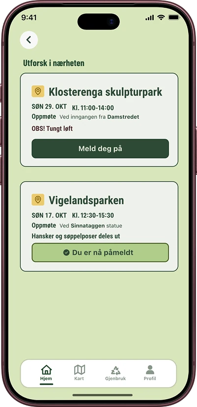 Utforsk ryddeaksjoner i nærheten