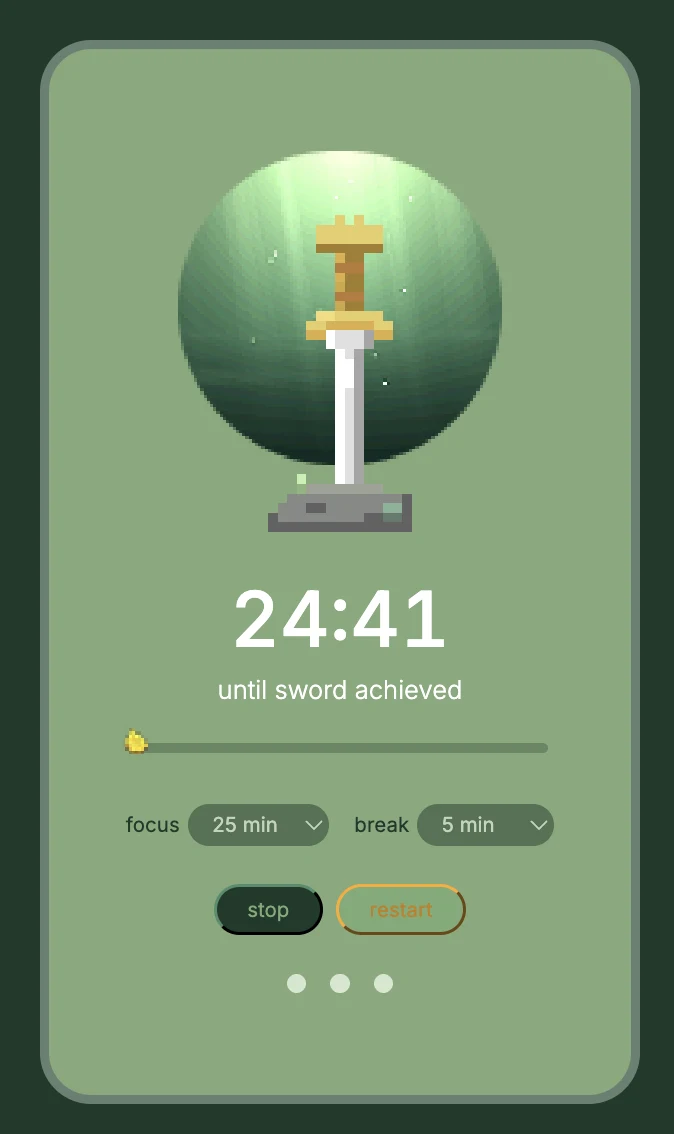 Korok Timer under en fokusøkt, med 24:41 igjen